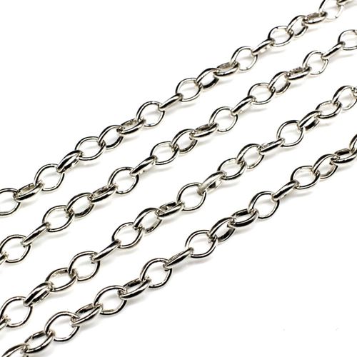 Chain Rhodium Plated   Oval 6x4mm for jewellery making