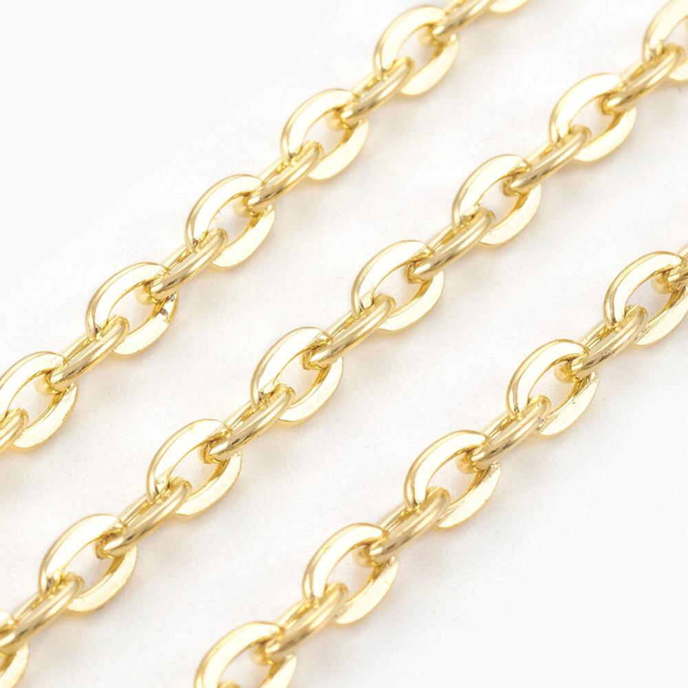 Chain Gold Plated   Flat Oval 6x4mm 1metre for jewellery making