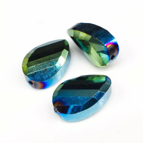 13mm crystal beads green iris, pack of 6 — faceted for jewelry making and beadwork