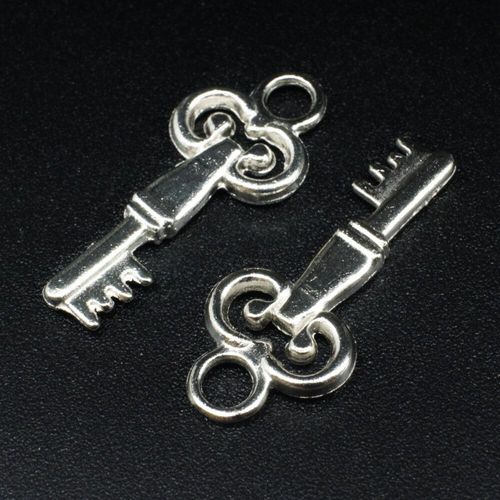 Antique Silver Metal Charm Key 28mm 10pcs for jewellery making