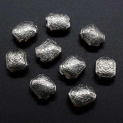 Antique Silver Metal Bead Rectangle 11mm 12pcs for jewellery making