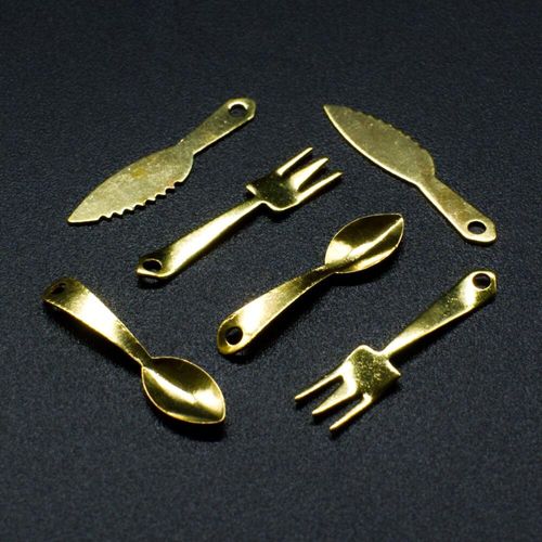 Iron Gold Charm Cutlery Set 20mm 75pcs for jewellery making