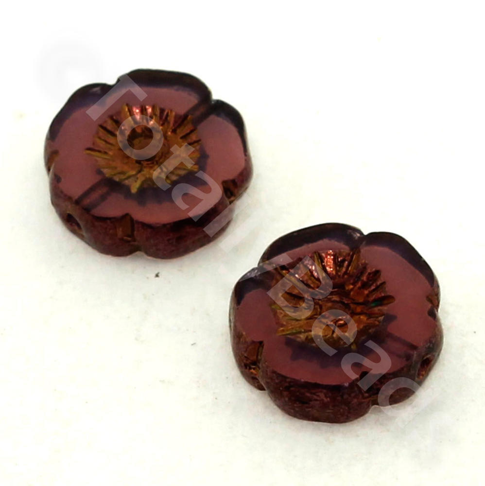 Table Cut Glass Bead - Amethyst Flower 12mm