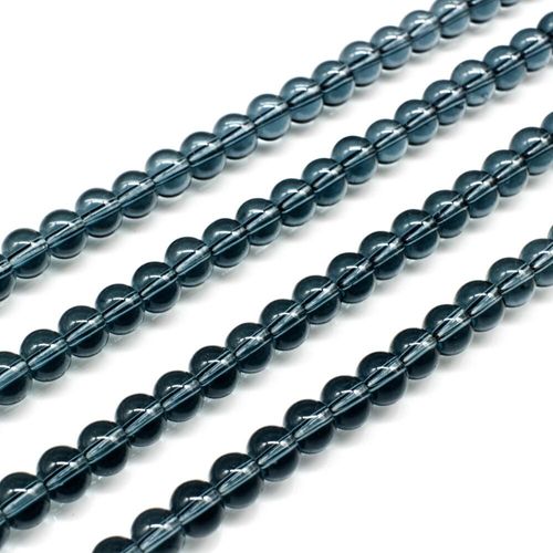 Glass Beads 4mm Round   Navy 14" String for jewellery making