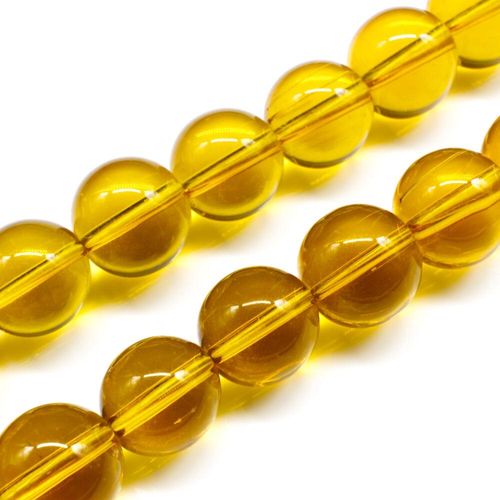 Glass Beads 14mm Round   Amber 14" String for jewellery making