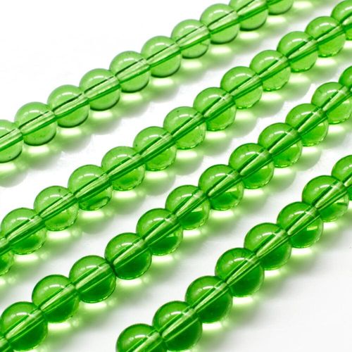 Glass Beads 6mm Round   Light Green 14" String for jewellery making