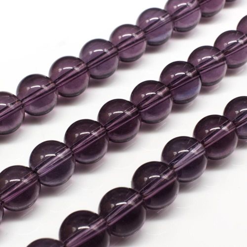 Glass Beads 10mm Round   Purple 14" String for jewellery making