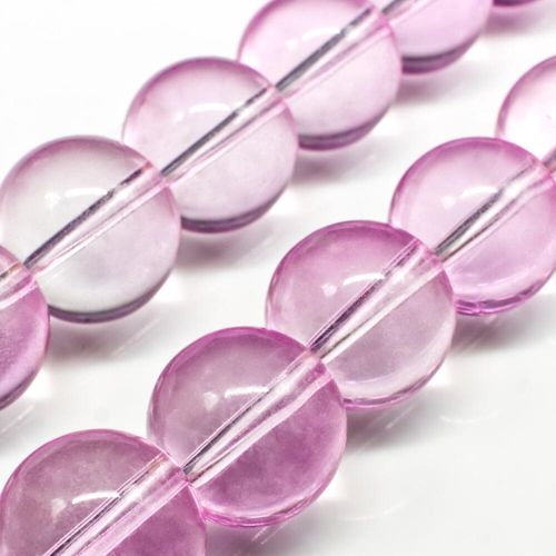 Glass Beads 16mm Round   Bright Pink 14" String for jewellery making