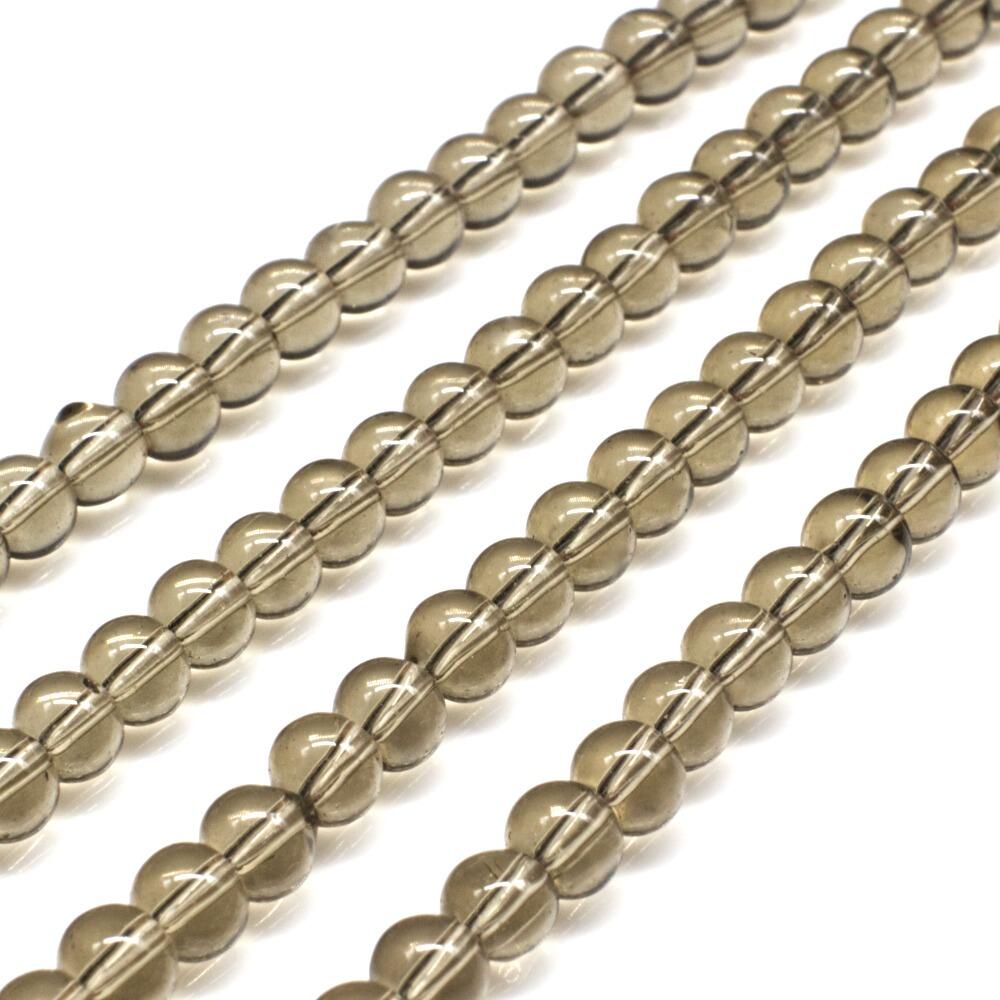 Glass Beads 4mm Round   Grey 14" String for jewellery making