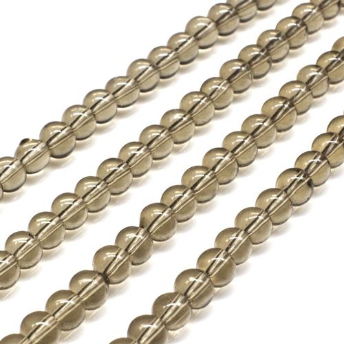 Glass Beads 4mm Round   Grey 14" String for jewellery making