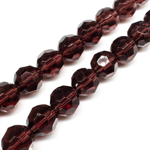 Glass Beads 12mm Facet Round   Amethyst 14" String for jewellery making