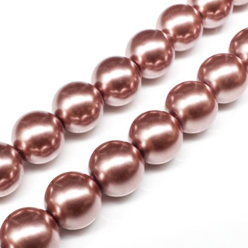 Glass Pearl Round Beads 14mm   Light Indian Pink for jewellery making