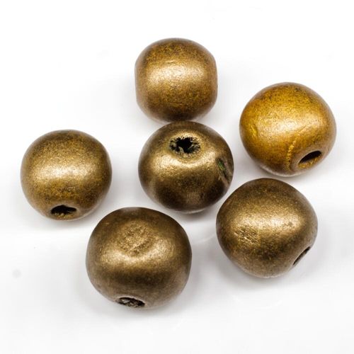Wooden Bead   Round 15mm Gold 12pcs for jewellery making