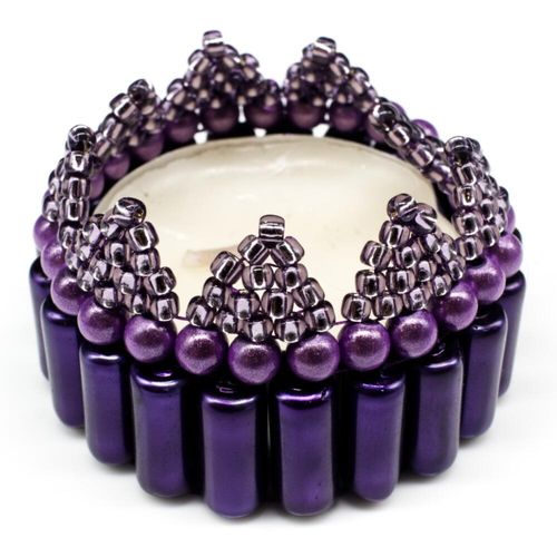 Christmas Tealight Tubular Holder Makes 3 purple jewelry making kit — DIY set with beads and instructions for creating handmade jewelry