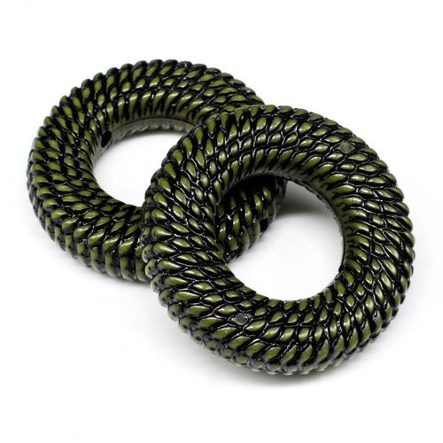 Acrylic Rope Beads Donut 41mm 3pcs   Olive for jewellery making
