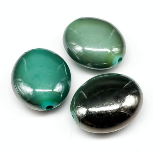 Acrylic Shadow Oval Beads 23mm 8pcs   Teal for jewellery making