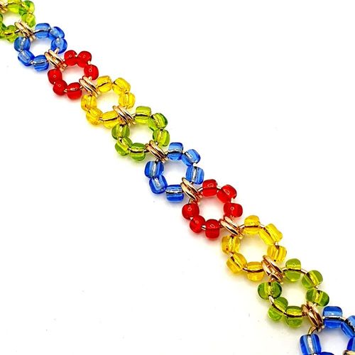Camellia Rings Bracelet Makes 5 gold rings bracelet making kit — DIY set with beads and instructions for creating handmade jewelry