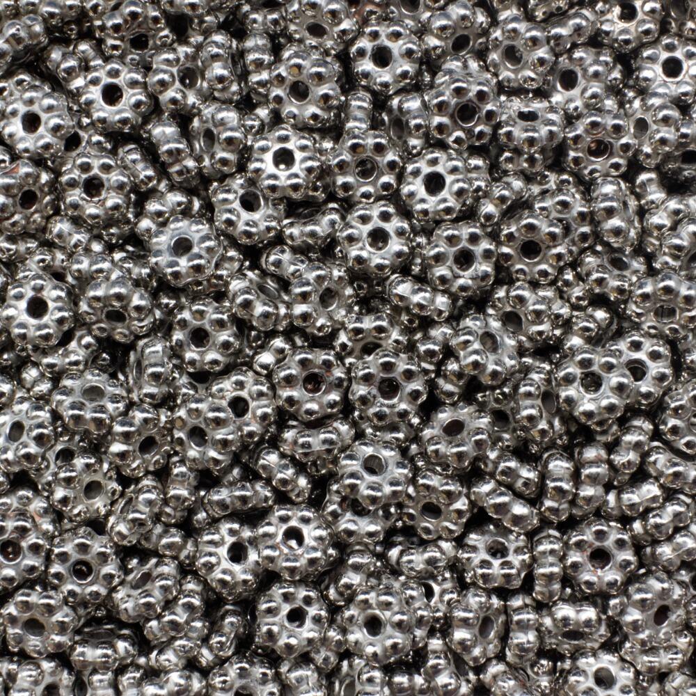 Acrylic Antique Silver Daisy Spacer Beads 6mm 100pcs for jewellery making