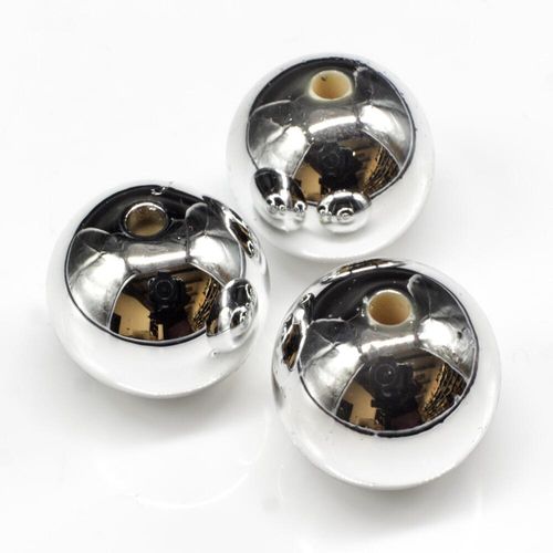 Acrylic Silver Round Beads 17mm 6pc for jewellery making