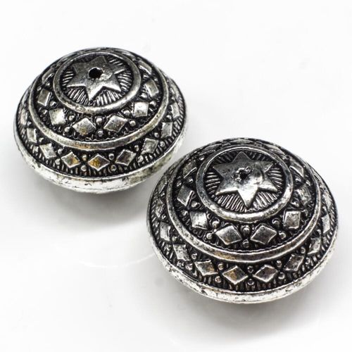 Acrylic Antique Silver Rondelle 27mm 1pc for jewellery making