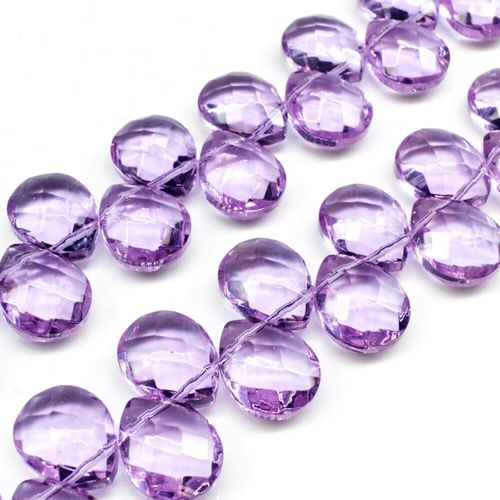 Glass Beads 14mm Top Flat Facet Drop   Lilac 30pcs for jewellery making