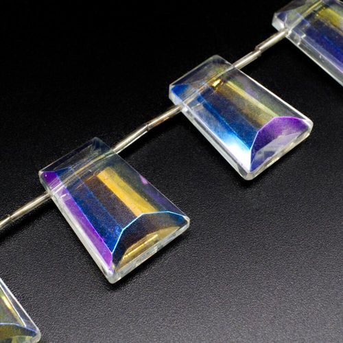 Glass Beads 28mm Facet Rectangle Drop Clear AB 4pcs for jewellery making