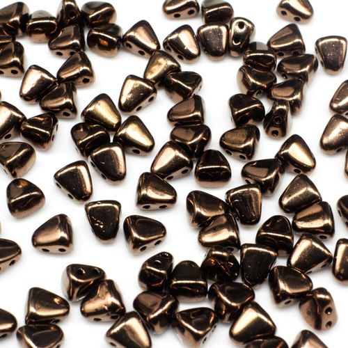 Czech glass Rulla beads bit czech glass beads 30pcs - dark bronze — two-hole beads for jewelry making and bead weaving