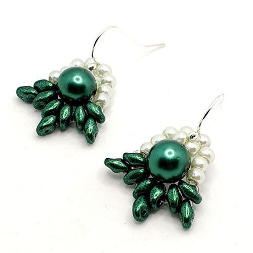 Enid Earrings 5 Pairs Moss Green earring making kit — DIY set with beads and instructions for creating handmade jewelry