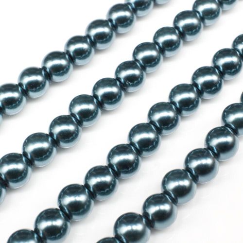 Glass Pearl Round Beads 6mm   Dark Steel Blue for jewellery making