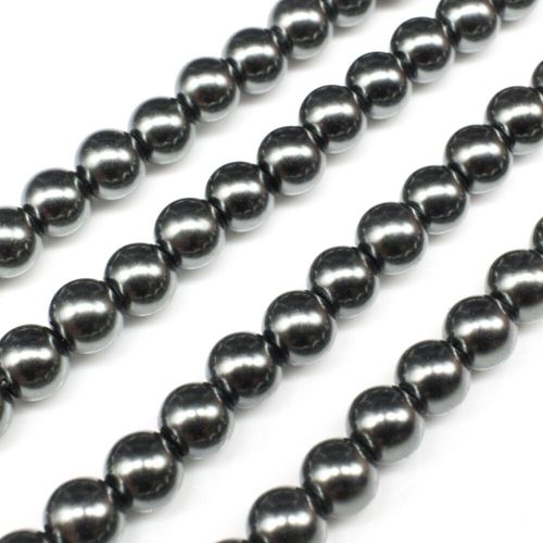 Glass Pearl Round Beads 6mm   Dark French Grey for jewellery making