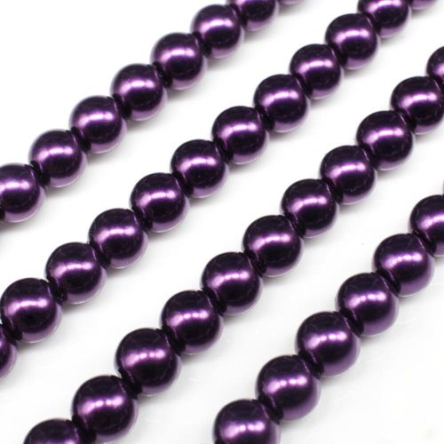 Glass Pearl Round Beads 6mm   Dark Mulberry for jewellery making