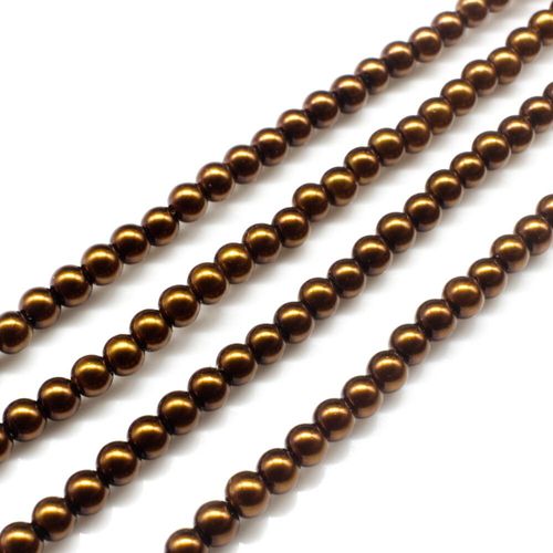 Glass Pearl Round Beads 4mm   Bronze for jewellery making