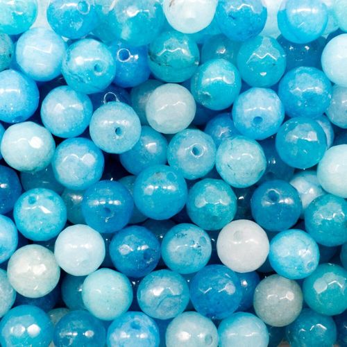 Dyed Jade 8mm Facet Round Beads Mix 45pc   Azure pack of 8 for jewellery making