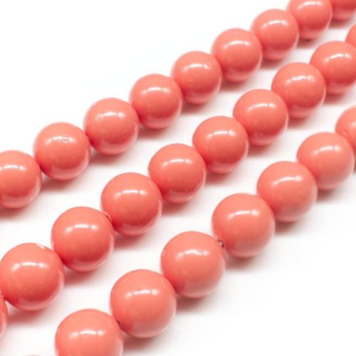 Sea Shell Pearl Beads 10mm Round Coral Red for jewellery making