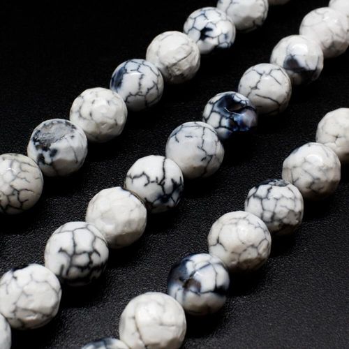 8mm resin druzy bead round white 15" strand — sparkling cabochon-style stone ideal for jewelry making, pendants, and craft designs