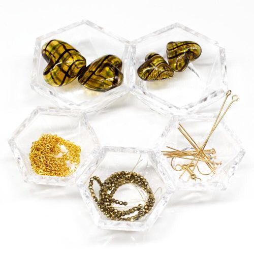 Hollow Glass Earrings gold & black earring making kit — DIY set with beads and instructions for creating handmade jewelry