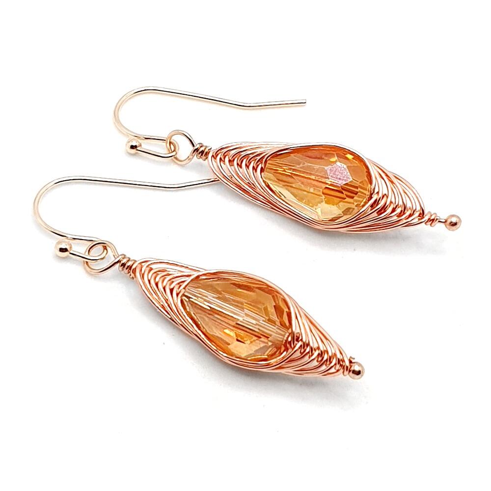Christine Wire Earrings 2 Pairs burnt orange earring making kit — DIY set with beads and instructions for creating handmade jewelry