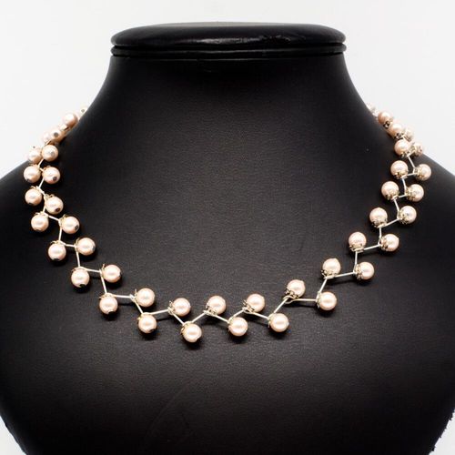Glass Pearl Vine Necklace rose pink necklace making kit — DIY set with beads and instructions for creating handmade jewelry