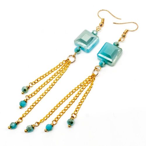 Jessica Earrings aqua shimmer 4 pairs earring making kit — DIY set with beads and instructions for creating handmade jewelry