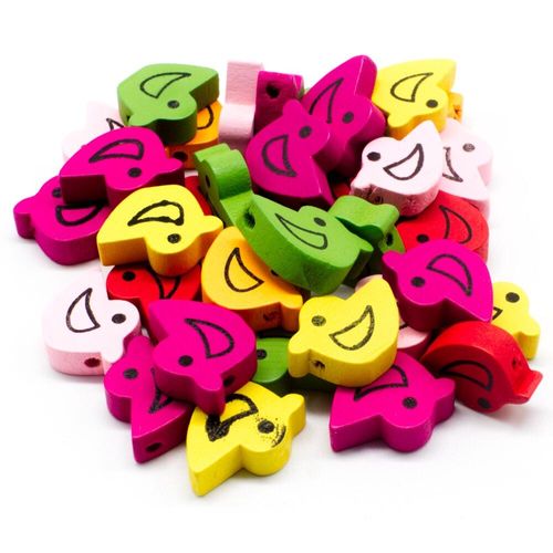 Colourful Wooden Beads   Duck 20 x 15mm 35 pieces for jewellery making
