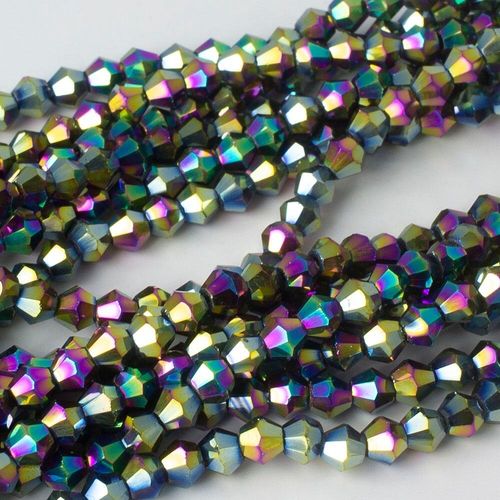 4mm crystal bicone beads rainbow — faceted for jewelry making and beadwork