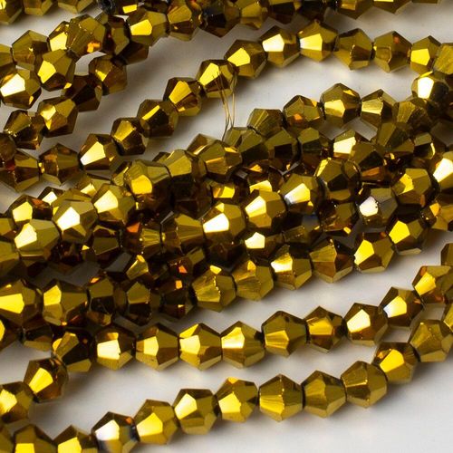 4mm crystal bicone beads gold — faceted for jewelry making and beadwork