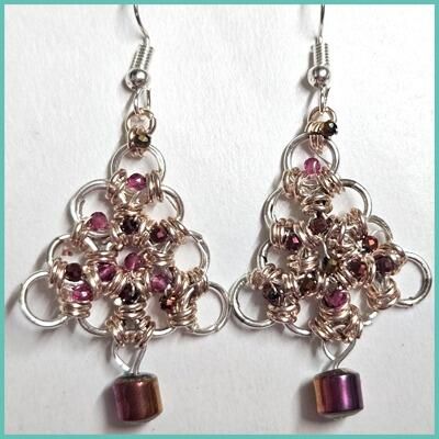 Festive Jump Ring Tree Earrings 4 Pairs silver rose earring making kit — DIY set with beads and instructions for creating handmade jewelry