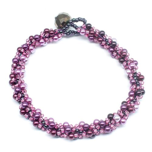 Sirena Sprial Bracelets Make 5 dark pinks bracelet making kit — DIY set with beads and instructions for creating handmade jewelry
