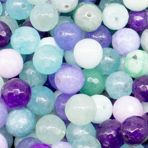 Dyed Jade 10mm Facet Round Beads Mix 35pc   Lavender Field pack of 10 for jewellery making