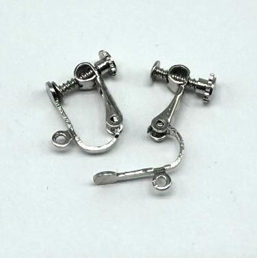 Clip On Screw Earring 3 Pairs   Rhodium 15mm for jewellery making