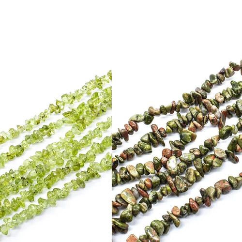 BC24 WK14 Gemstone Chips Peridot & Unakite 3mm for jewellery making