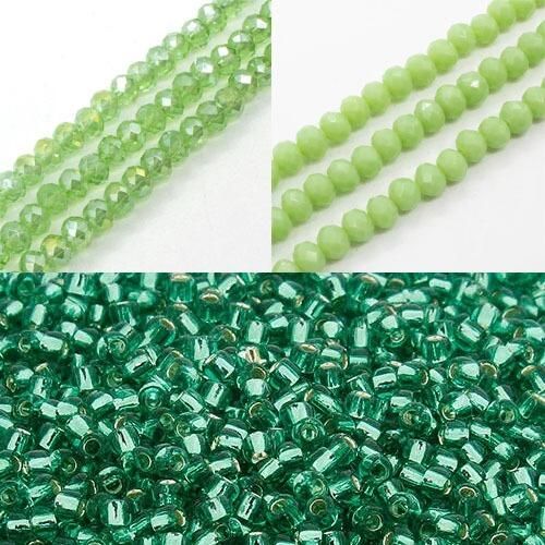 BC 24 WK19 Crystal Flower Bracelet   Lime Green 3x4mm for jewellery making