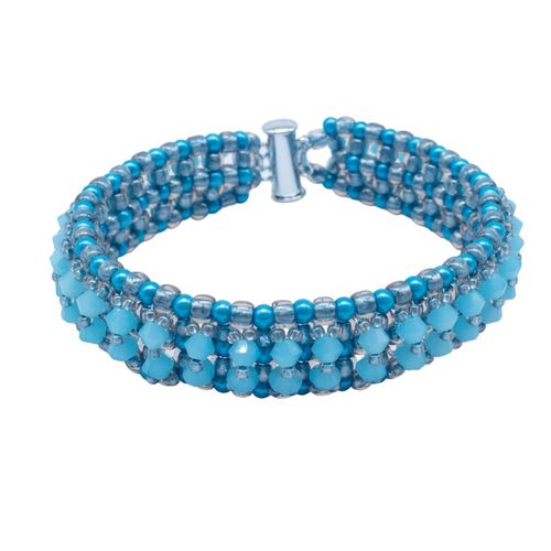 BC24 WK27 Double Mod Raw Bracelet   Baby Blue 4mm for jewellery making