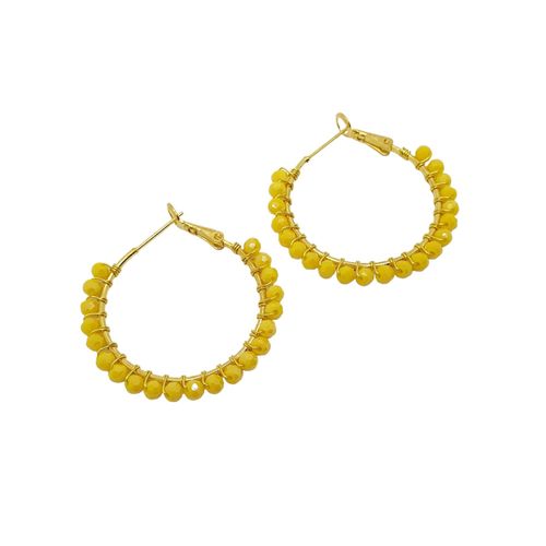 Soleil Crystal Hoop Earrings gold canary earring making kit — DIY set with beads and instructions for creating handmade jewelry